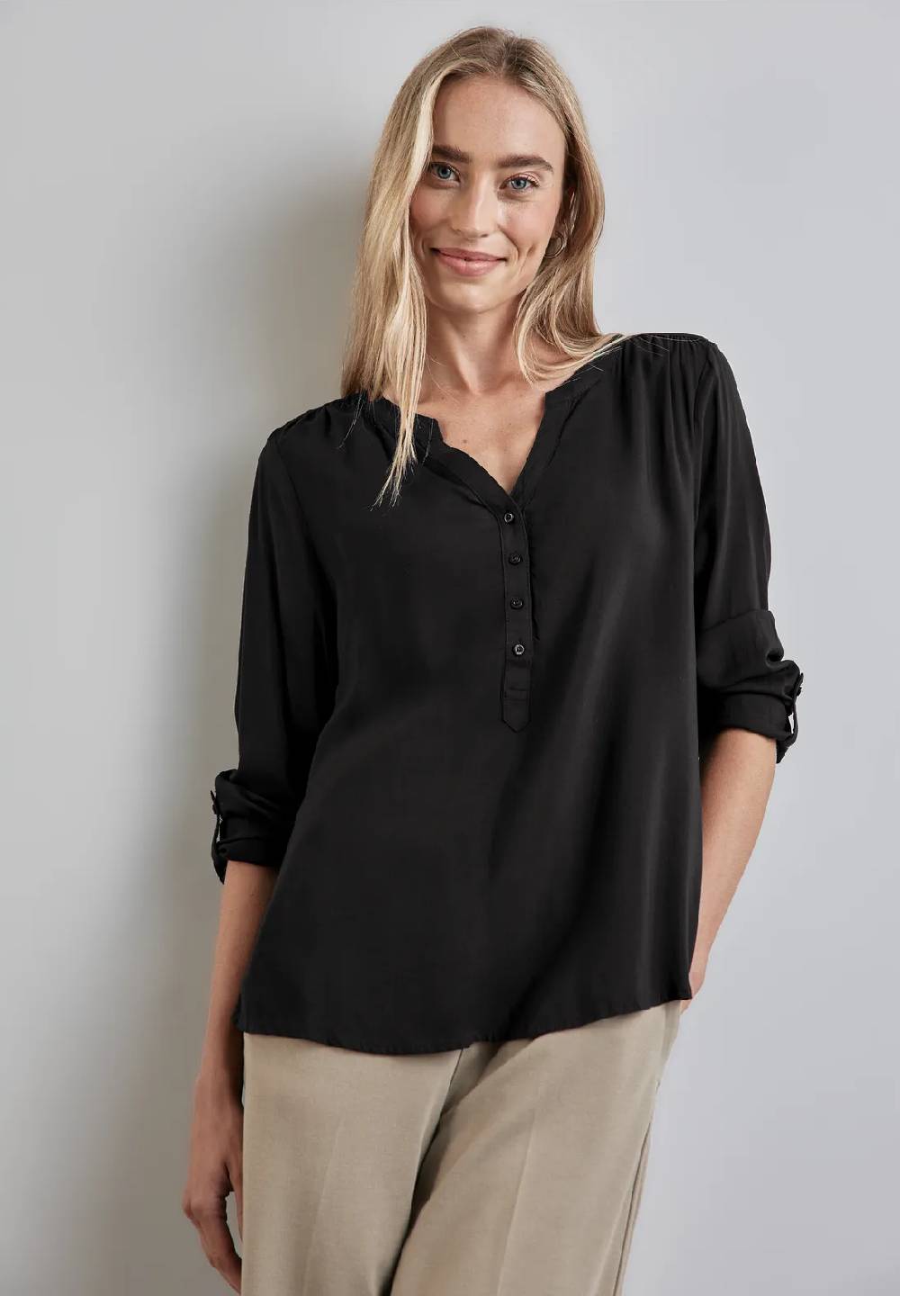 Street One Basic Bluse in Unifarbe Fabrik Onlineshop
